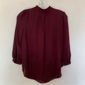Worthington Wine Mock-Neck Blouse with Pleat Detail M/S